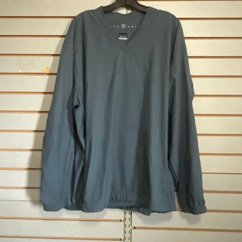 Nike Golf Mens XL V-Neck Windshirt Pullover Nike Fit‎ Storm Grey Blue Jacket